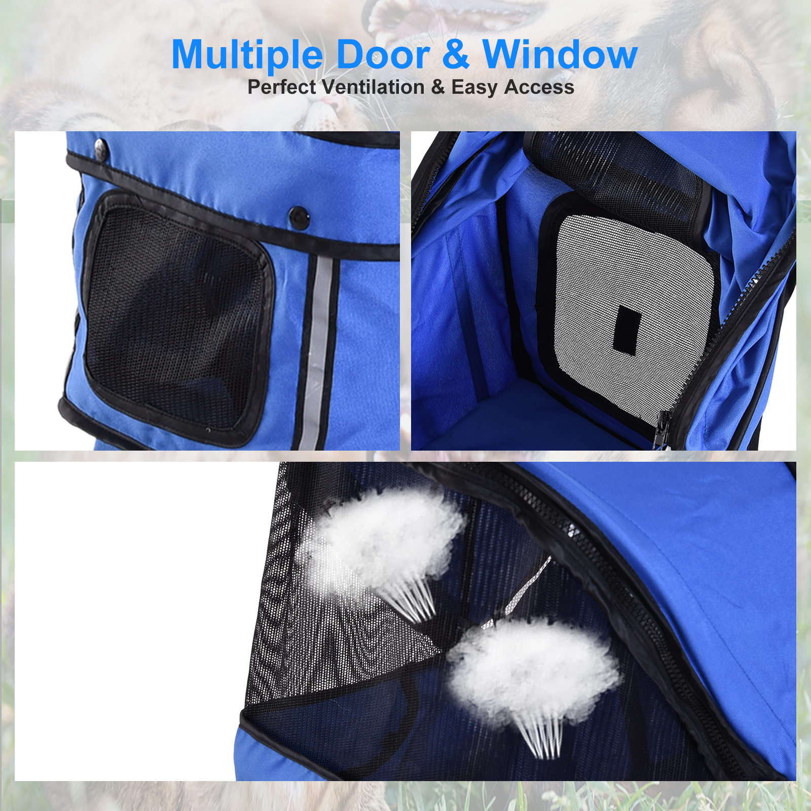 Pet Travel Stroller Cat Dog Pushchair Puppy Jogger Carrier Three Wheels